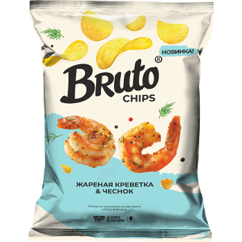 Чипсы Bruto жареная креветка и чеснок 100г. 1