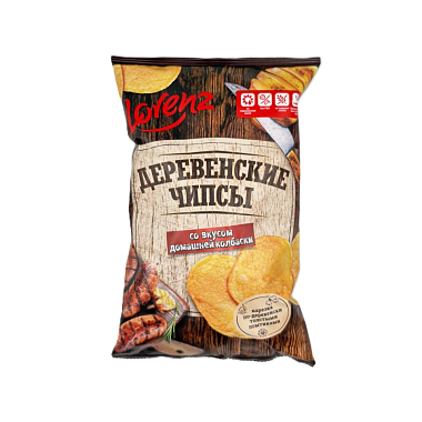 Чипсы Lorenz "Деревенские" со вкусом домашней колбаски 100г. 1